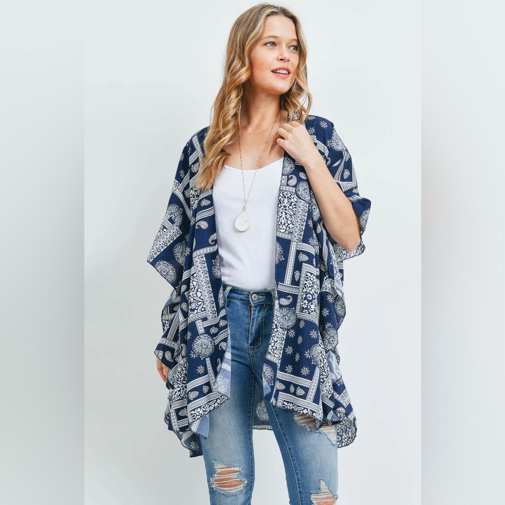 MANDALA PAISLEY RUFFLE KIMONO ONE SIZE NWT